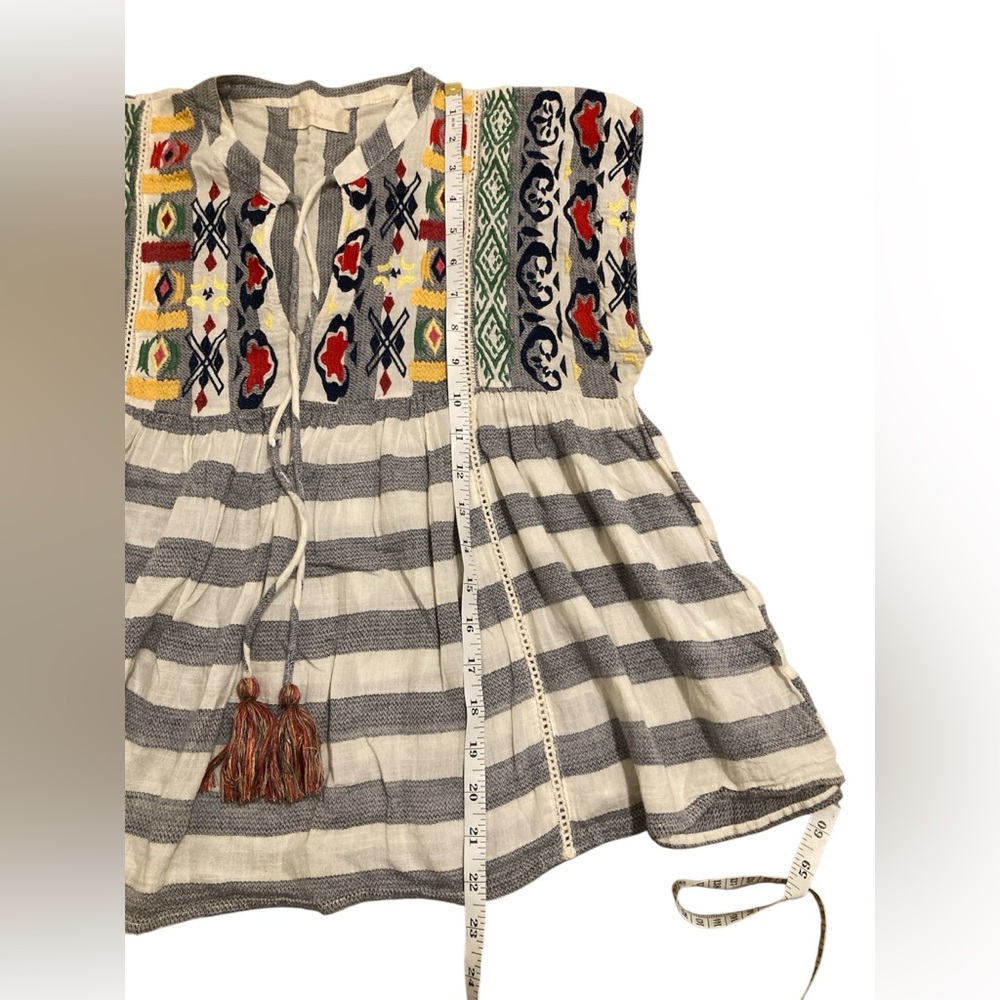 Altar’d State 100% Cotton Colorful Embroidered Striped Top. Size Small. - Picture 7 of 12